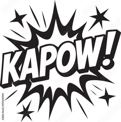 Dynamic Kapow Comic Book Explosion Illustration Action Sound Effect Graphic