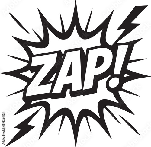 Blam! comic book pop art explosion. A black and white retro illustration of a sound effect in a speech bubble.