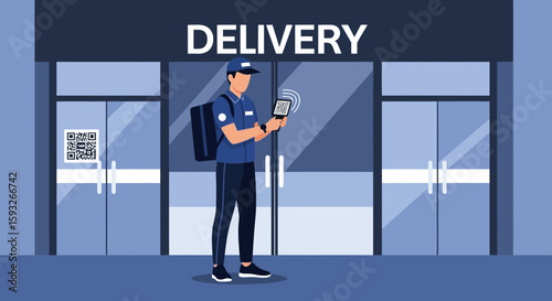 Modern Delivery Service Featuring Contactless Payment And Scan Application Concept