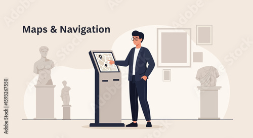 Modern Museum Interactive Navigation System For Information And Visitor Direction