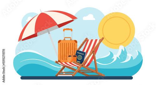 Tropical Escape With Beach Chair And Accessories Ideal For Summer Vacation