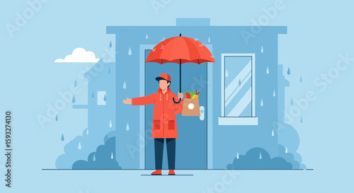 Rainy Day Grocery Delivery Service with Protection Against the Weather