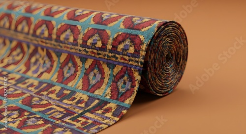 Fabric roll pattern unwinding across frame