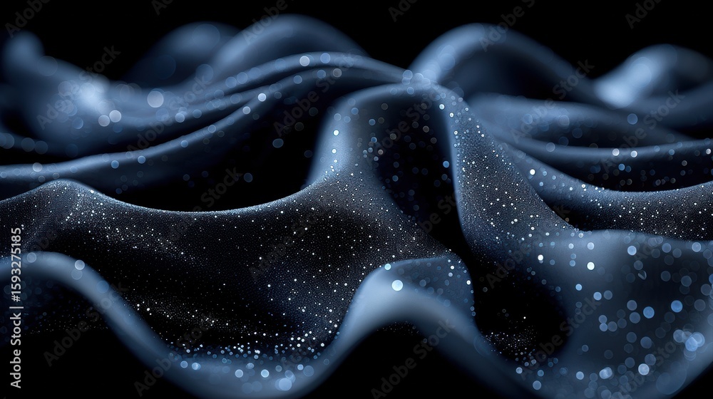 Obraz premium Dark blue fabric with shimmering sparkles creating a luxurious and elegant visual texture