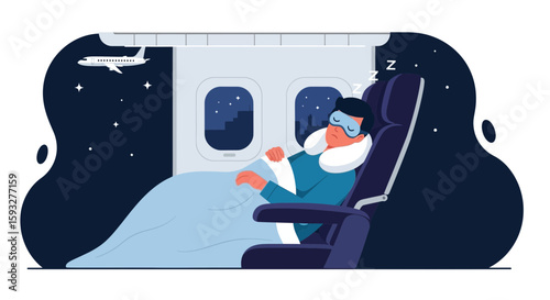 Passenger Asleep Peacefully During A Night Flight Concept Design