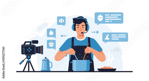 Virtual Chef Live Streaming Culinary Tutorial With Interactive Audience Engagement