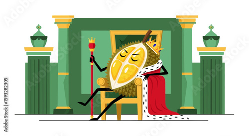 The Durian King Sits Regally On His Golden Throne In His Grand Palace