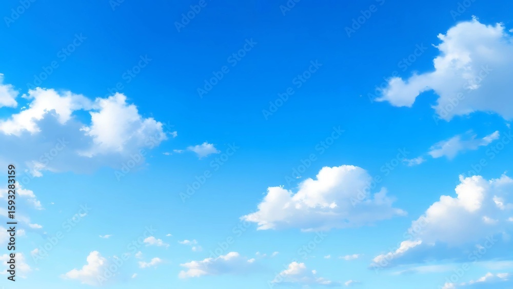 Fototapeta premium Vibrant Blue Sky with Fluffy White Clouds
