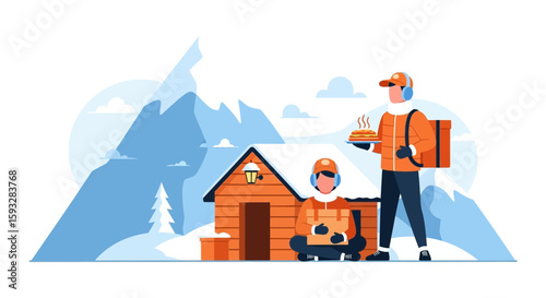 Winter Food Delivery Service To A Mountain Cabin With Express Shipping