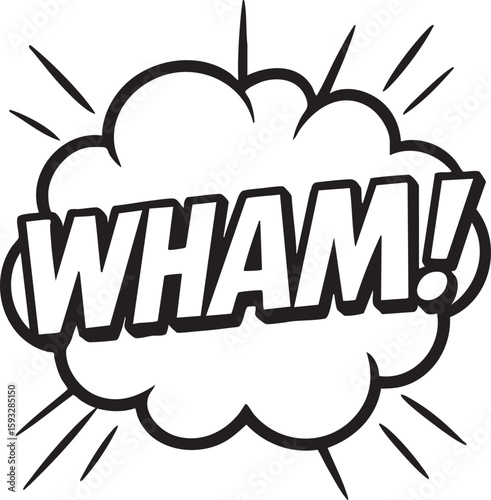 Wham Comic Book Sound Effect Speech Bubble Explosion Bursting with Energy and Action