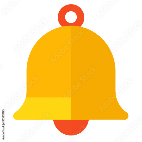 Simple flat design yellow bell icon with red accents