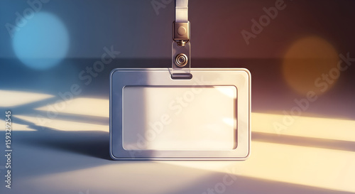 Digital Id Badge with Lanyard in Warm Lighting for Security and Access Control