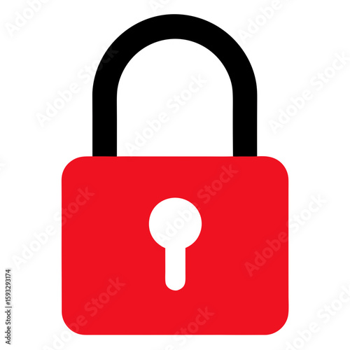 Red padlock with black shackle and white keyhole