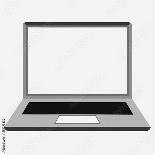 Simple gray laptop with blank screen and touchpad