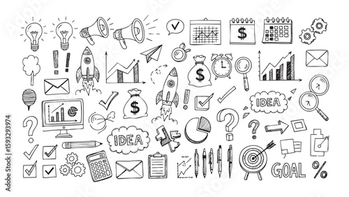 Sketchy Business Hand-Drawn Business Elements and Doodles for Creative Projects, a fresh approach for business 