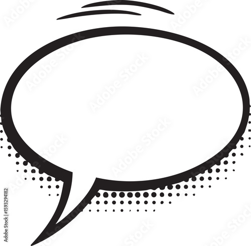 Classic comic book speech bubble with halftone shadow. Blank pop art dialogue balloon for expressing a message.