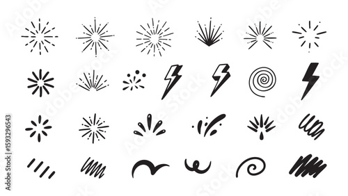 Doodle Design Element Set Captivating Hand-Drawn Shapes and Sparkles for Creative Projects