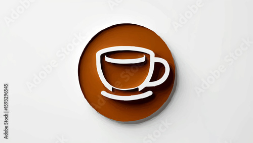 Overhead Shot of Coffee Cup on Brown Saucer

