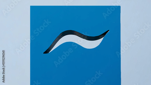 Blue Geometric Shape with Curved Passage

