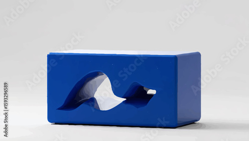 Blue Geometric Shape with Curved Passage

