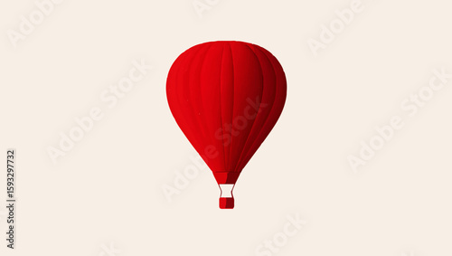 Red Hot Air Balloon Floating in White Sky

