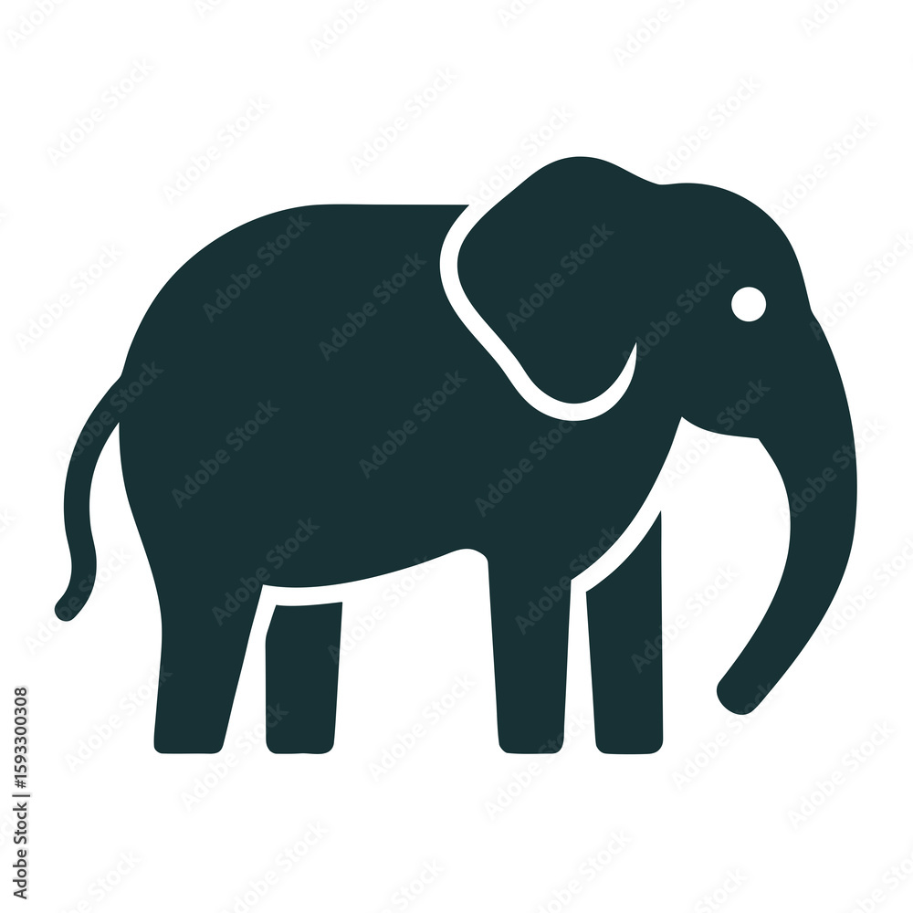 Obraz premium Simple dark blue elephant icon