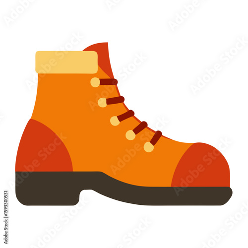 Stylized orange hiking boot with laces
