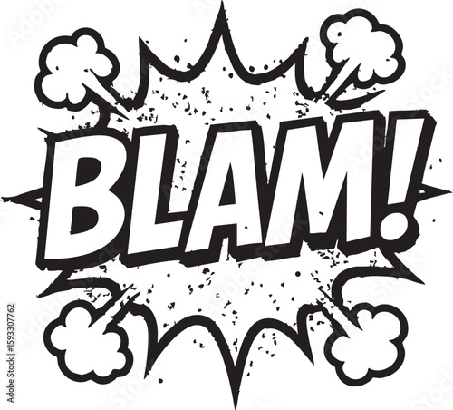 Comic Book Explosion Dynamic 'BLAM!' Speech Bubble Illustration