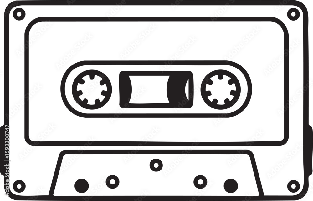 Naklejka premium Retro Audio Cassette Tape Illustration Vintage Sound and Design for Nostalgic Projects