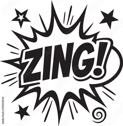 Zing! Comic Book Style Burst Graphic with Stars Vector Illustration for Dynamic Designs