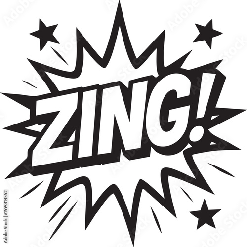 Zing! Comic Book Explosion Bubble Illustration with Stars - Vector Design for Creative Projects