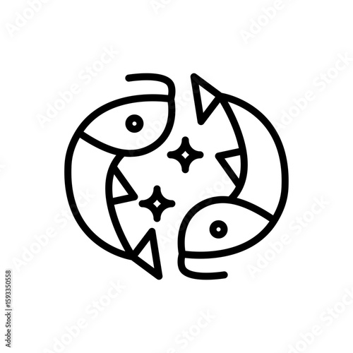 line icon two fish carp