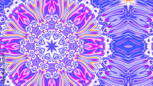 Abstract Radiant Burst with Soft Grain Texture, Symmetrical Glow Pattern in Psychedelic Style, Radiating Circular Abstract with Subtle Noise, Kaleidoscopic Starburst with Gradient Flow