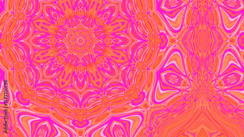 Abstract Radiant Burst with Soft Grain Texture, Symmetrical Glow Pattern in Psychedelic Style, Radiating Circular Abstract with Subtle Noise, Kaleidoscopic Starburst with Gradient Flow