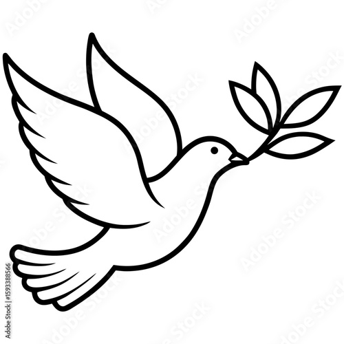  A dove flying carrying a leaf. illustration of hope. icon of hope. vector illustration on white background.