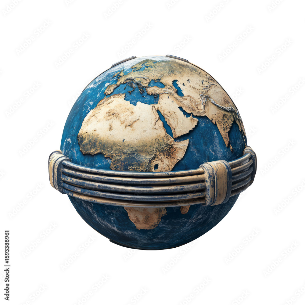 Fototapeta premium 3D Render of Earth with Detailed Continents and Transparent Background