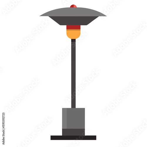 Outdoor patio heater with a gray dome and red accent