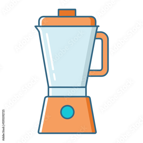 Modern kitchen blender icon with orange and blue accents