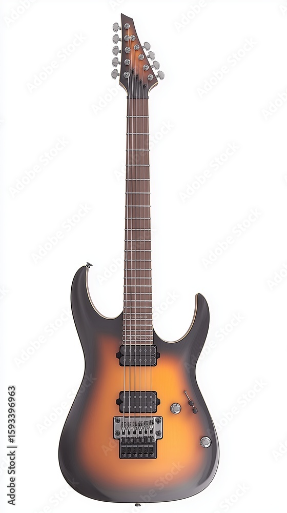 Obraz premium Modern electric guitar in sunburst finish with chrome hardware 4K Seamless loop animation