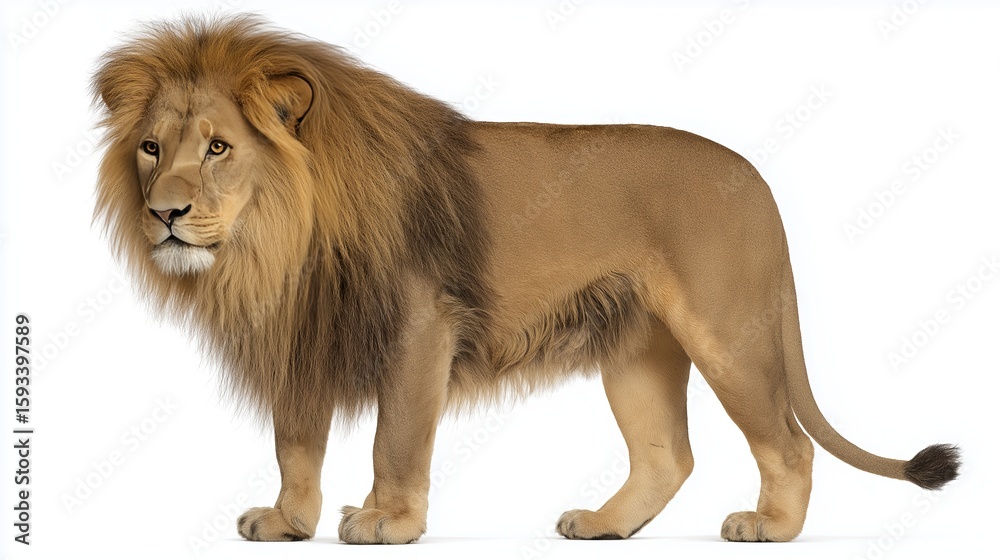 Obraz premium Majestic lion with golden mane and powerful regal expression 4K Seamless loop animation