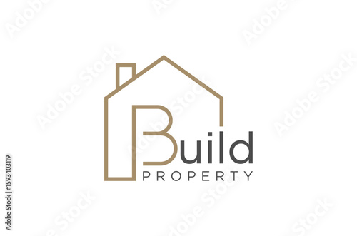 Modern logo for a property company. Minimalist design featuring a house and the letter B. Vector illustration.
