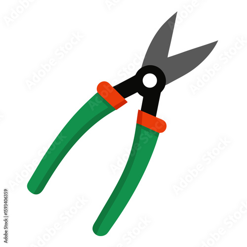 Green handled pruning shears with orange accents