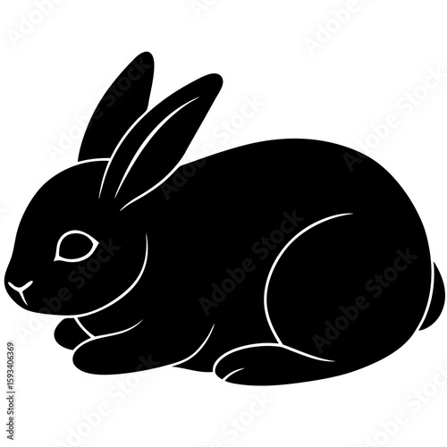 Black silhouette of a rabbit with long ears
