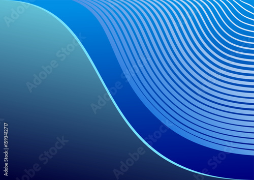 abstract blue wave background and layout for a card or a flyer with curved lines