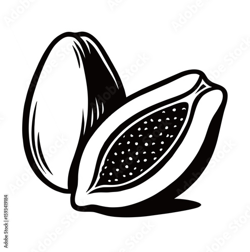 silhouette image of papaya fruit with transparent background