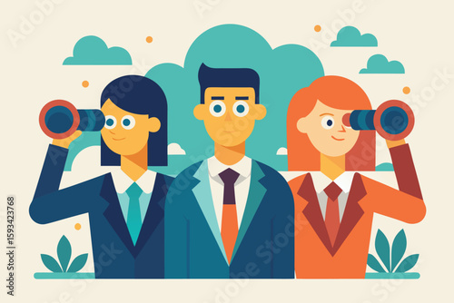 A business team looks to the future with vision and strategy