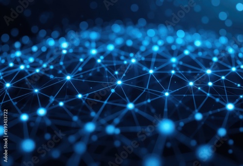 Futuristic interconnected network with glowing nodes on a dark backdrop