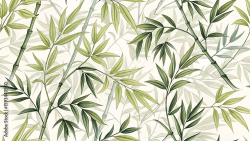 Seamless pattern with bamboo leaves.