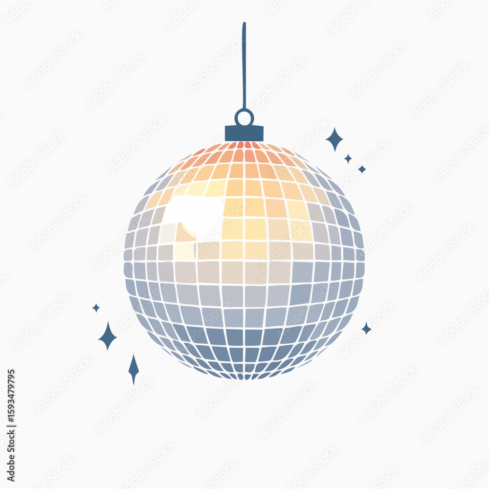 Fototapeta premium Pastel Disco Ball Hanging Ornament with Sparkling Lights