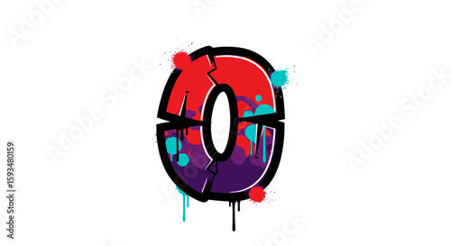 Vector graffiti style letter o vector illustration with vibrant colors and urban art design for creative projects